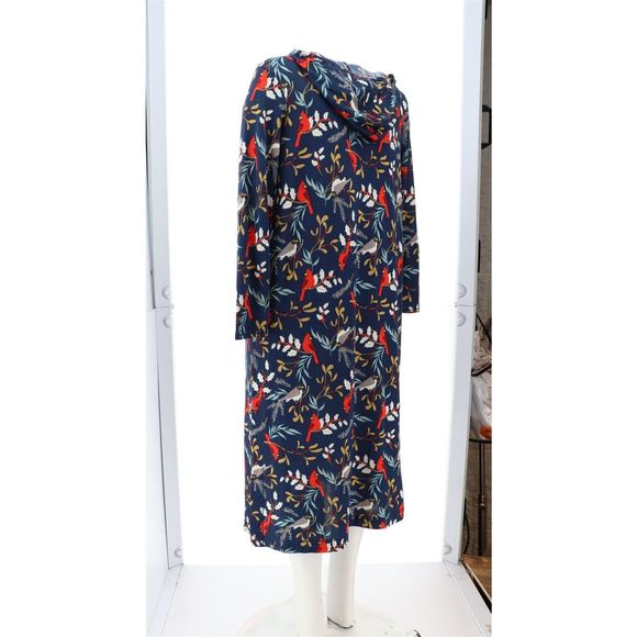 Comfort Code Brushed Knit Long-Slv Hooded Lounger Cardinal Birds 723037P - Picture 4 of 8